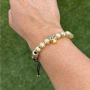 18k Gold Plated Bracelet with Skull Charm